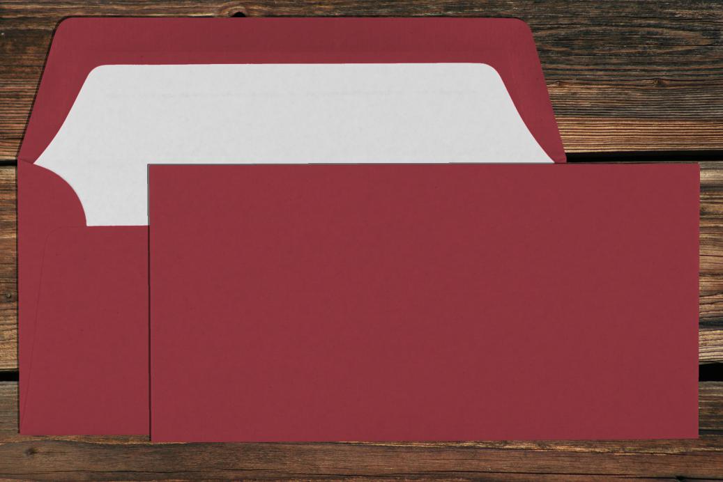 Briefhüllen mit Seidenfutter DL 110x220 mm Nassklebend Rosso geripp 100 g/qm